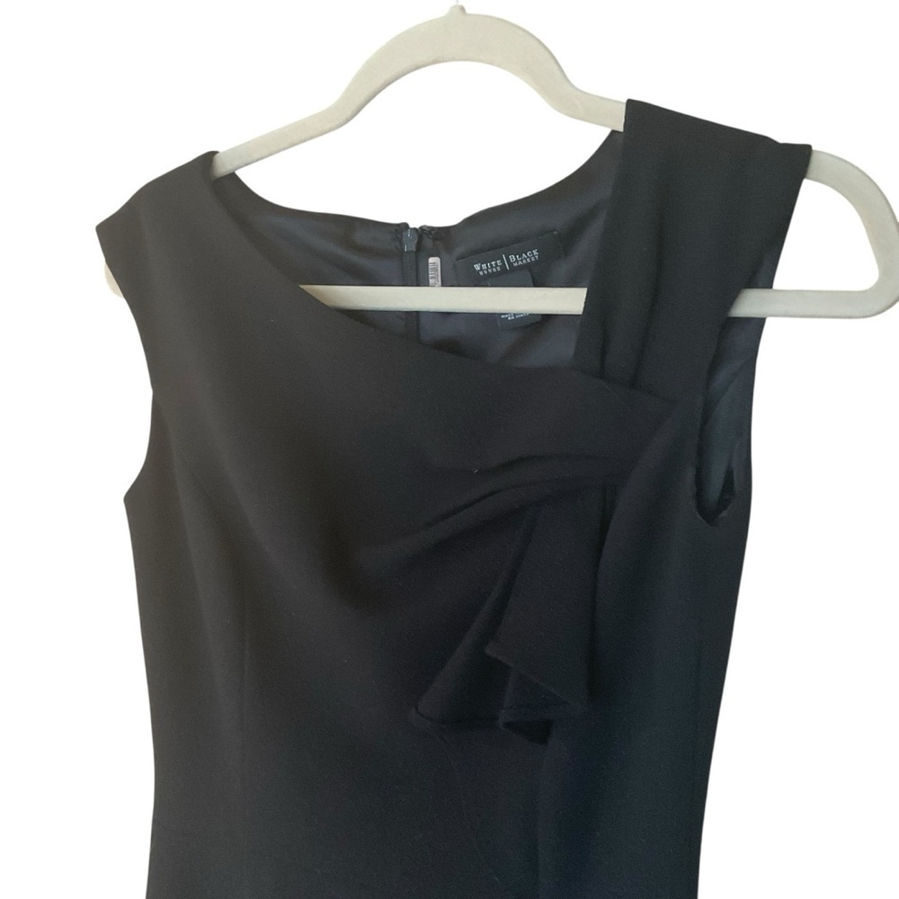 White House Black Market Black Sleeveless Ruffle Sheath Dress Size 2 - Picture 3 of 9